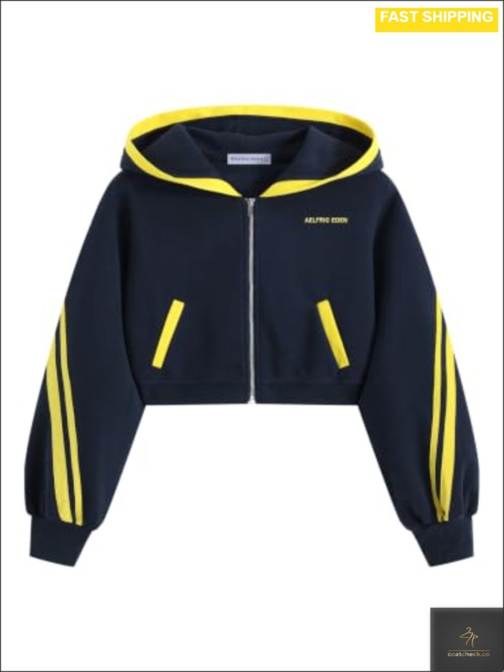 Cropped Zip Up Hoodie Contrast Stripe Streetwear Y2K Jacket